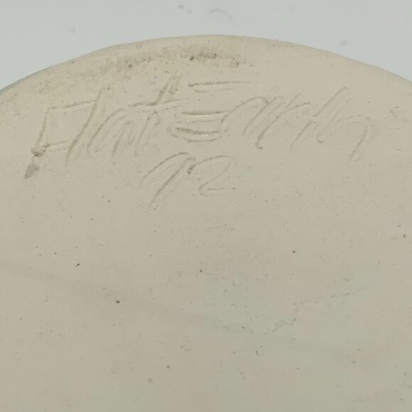 Vintage Flat Earth Pottery ‘92 Coffee Mug signed 3D Angel w/ Wings Cobalt Blue - Picture 3 of 8